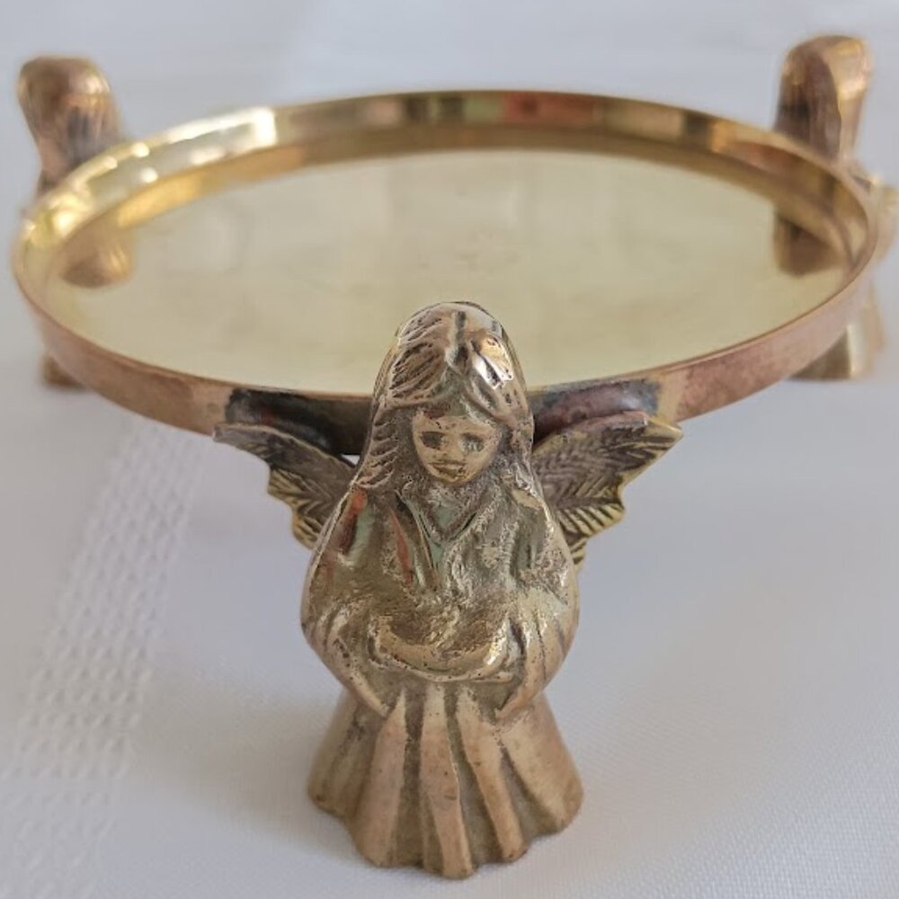 Brass Angel Trinket Dish or Candle Holder